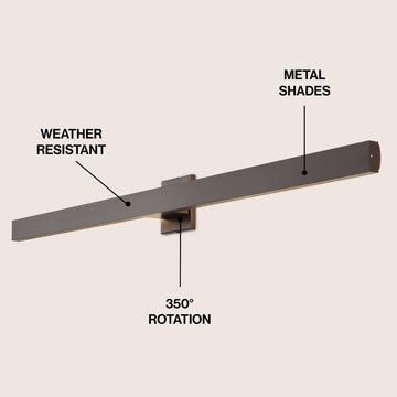 Vara 49.5" Modern Minimalist Indoor/Outdoor Metal 350-Degree Rotate Dimmable Integrated Linear LED Wall Sconce - JONATHAN Y